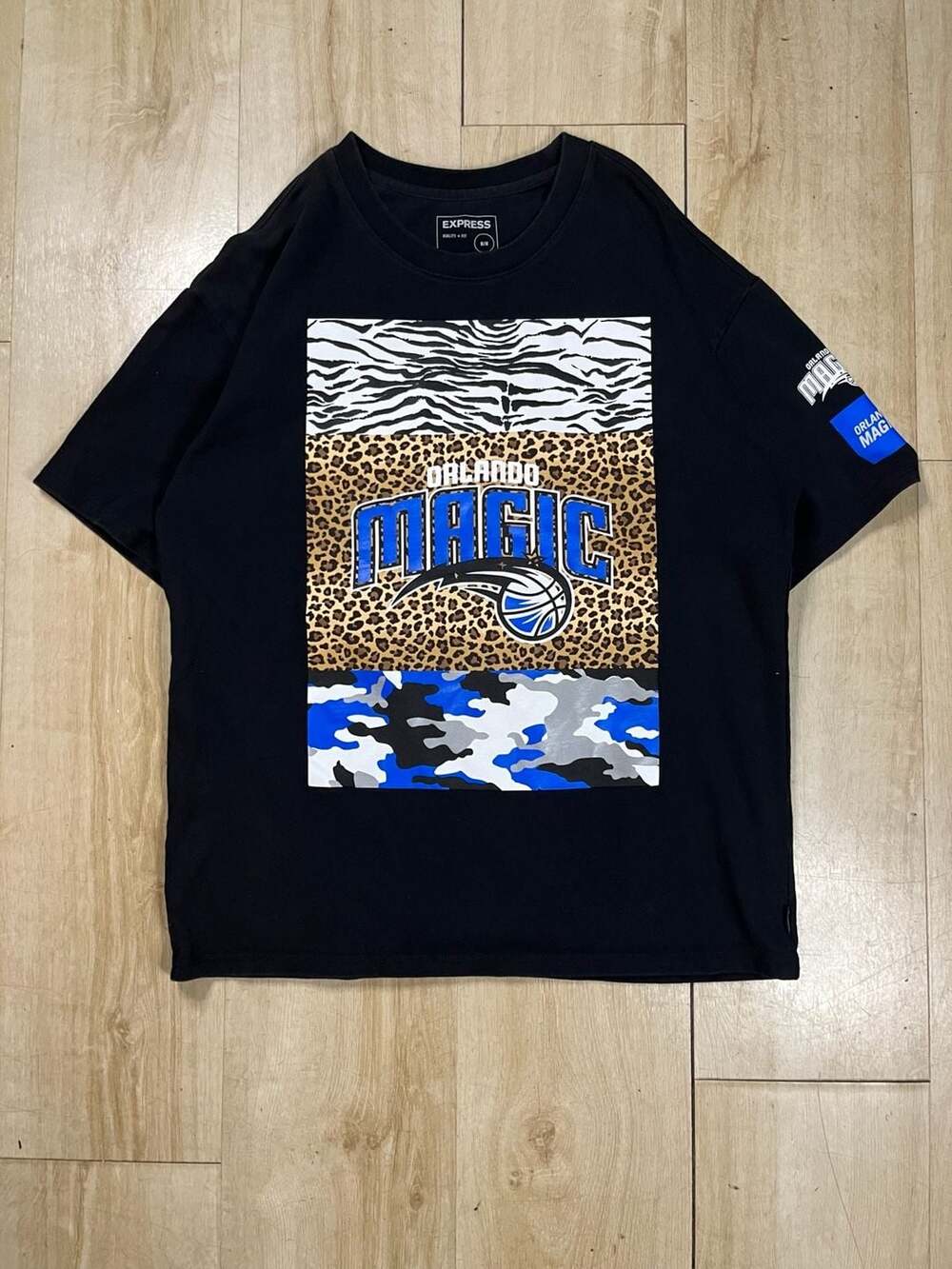 Express Orlando Magic NBA Black Graphic Print Short Sleeve T-Shirt